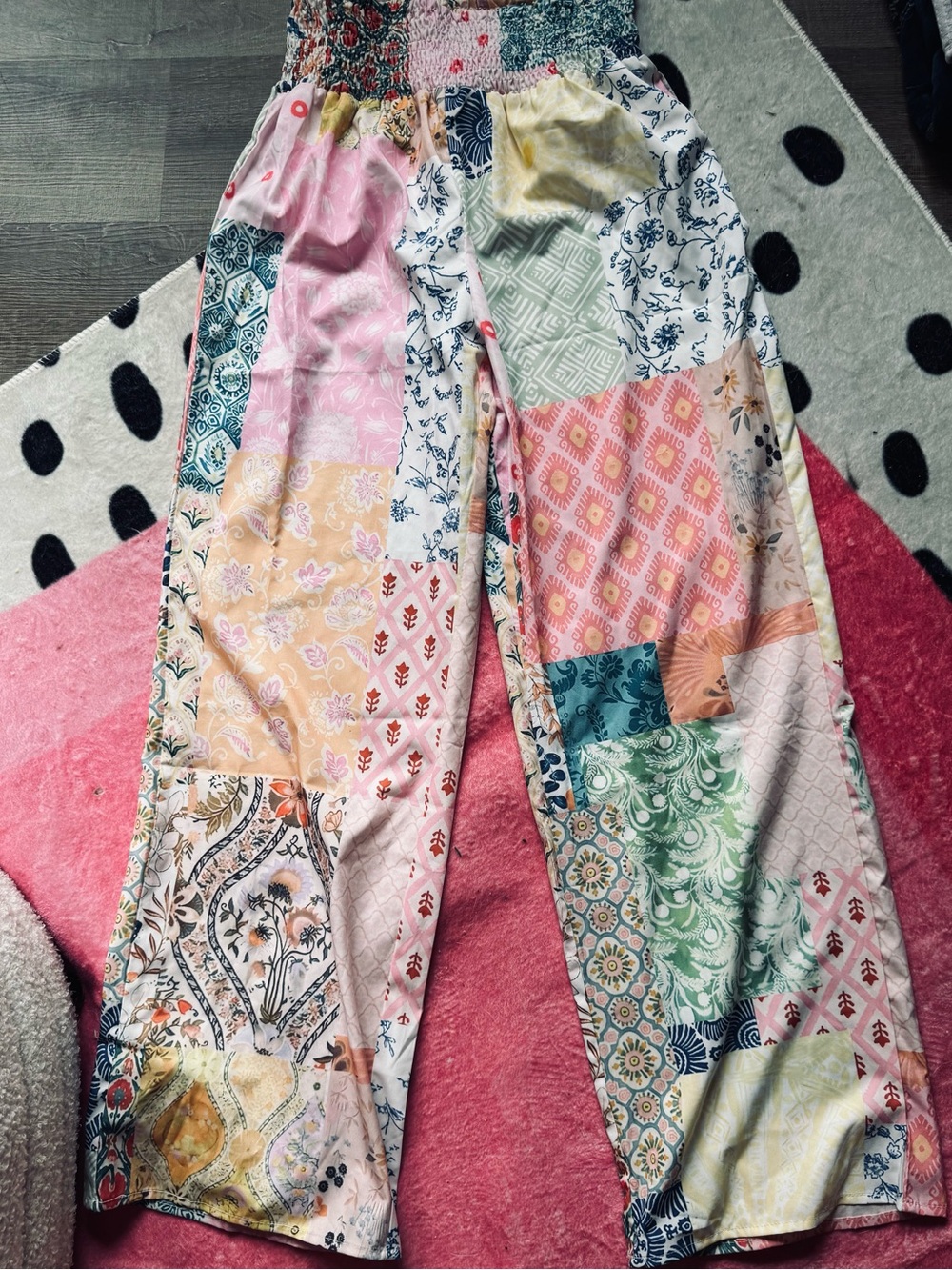 Women's Patchwork Print Flare Pants in Multicolor